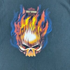 Harley Davidson Skull‎ Flames T Shirt Black XL Cotton Graphic Tee